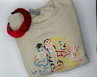 Embroidered Sweatshirt - Winnie The Pooh - Disney World Crewneck - Disneyland Embroidered Sweatshirt