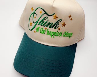 Piensa en las cosas más felices Sombrero bordado / Sombrero bordado mágico feliz