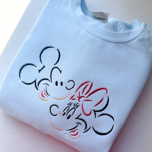 Mickey Mouse and Minnie Mouse Embroidered Sweatshirt | Disney Embroidered Sweatshirt | Mickey | Minnie |Donald | Daisy | Goofy| Pluto