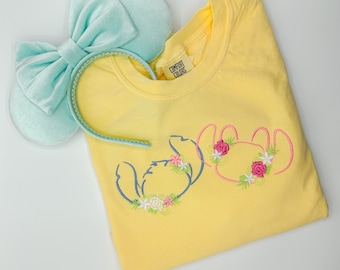 Floral Stitch and Angel Embroidered Sweatshirt | Disney Flower Garden  Embroidered Crewneck