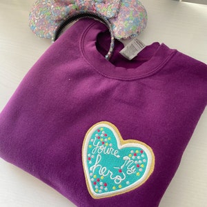 You’re My Hero Heart Embroidered Sweatshirt | Disney Wreck It Ralph | Vanellope Embroidered Crewneck | Disney World | Disneyland