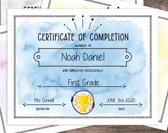 Certificate of Completion Template for Kids - Digital Download