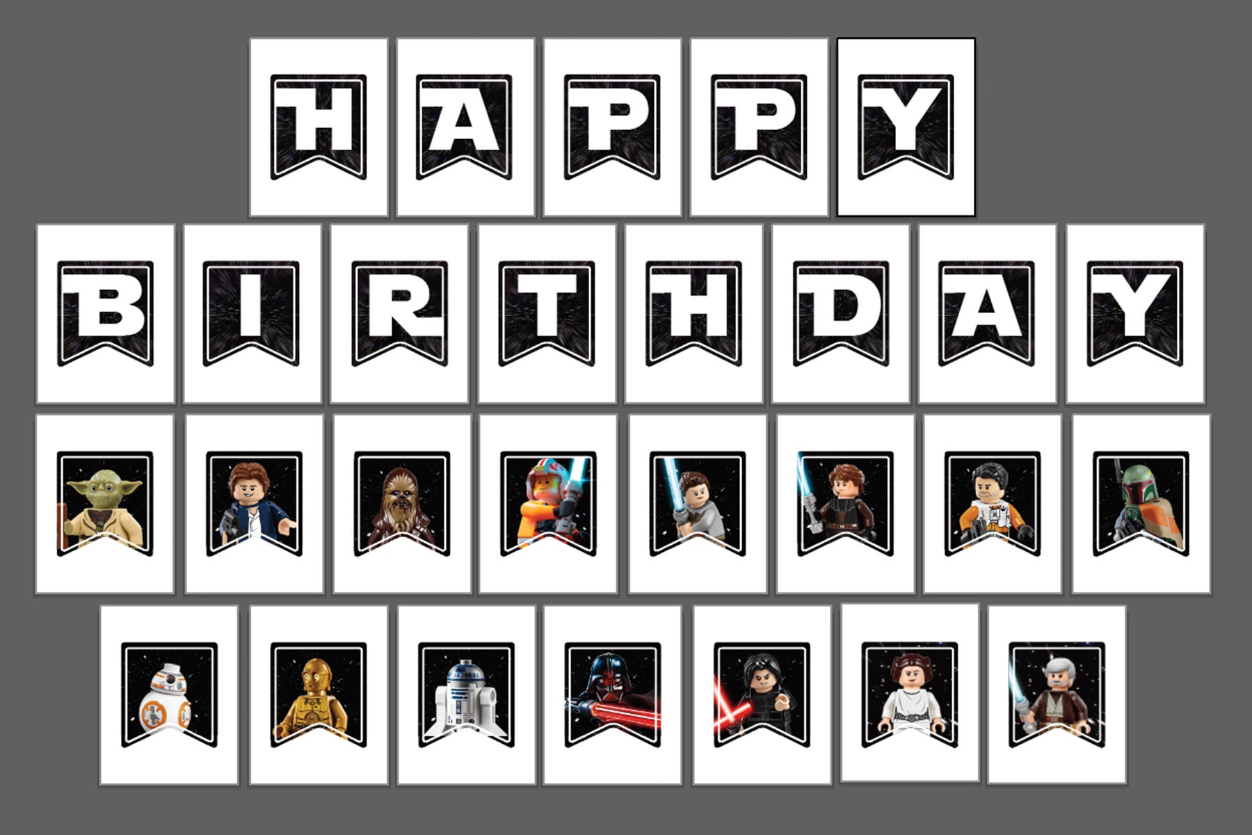 Star Wars Happy Birthday Banner Customizable | Etsy