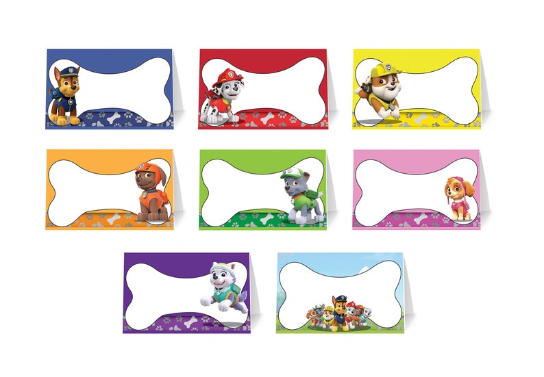 Paw Patrol Customizable Food Tend Cards Digital Download - Etsy