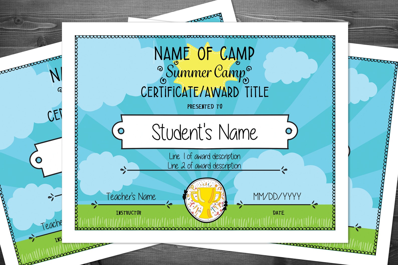summer camp awards templates