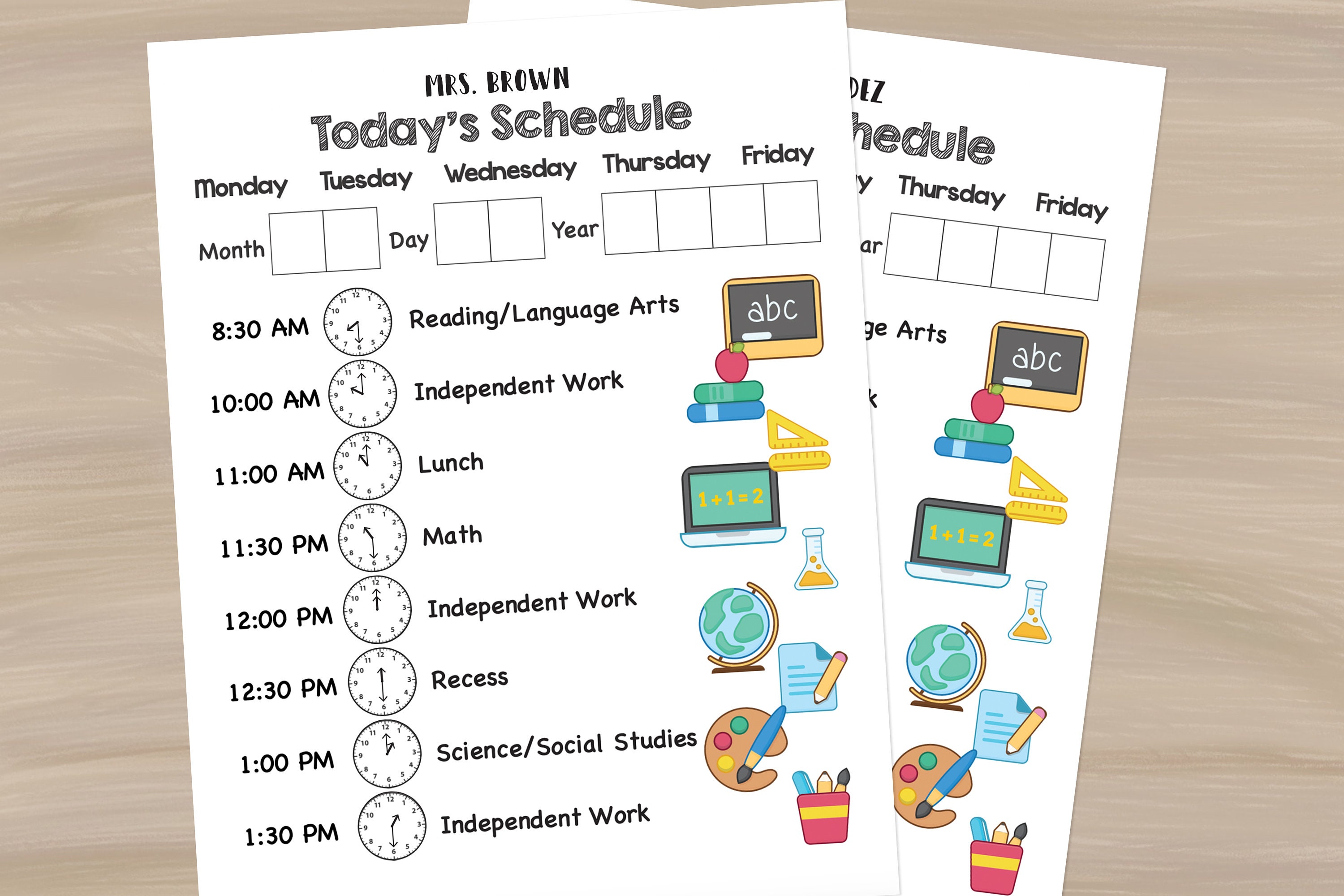 Daily school schedule printable for kids - dolfkingdom