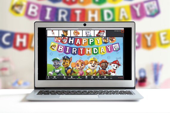 Paw Patrol Zoom Birthday Background Virtual Backdrop Etsy