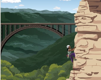 New River Gorge Rock Climbing Poster