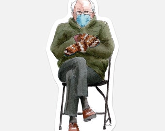 Bundled Up Bernie Meme Sticker