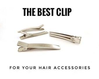 5 Silver Tone Heavy Prong Cutout Alligator Hair Clips 80mm with Teeth Bows