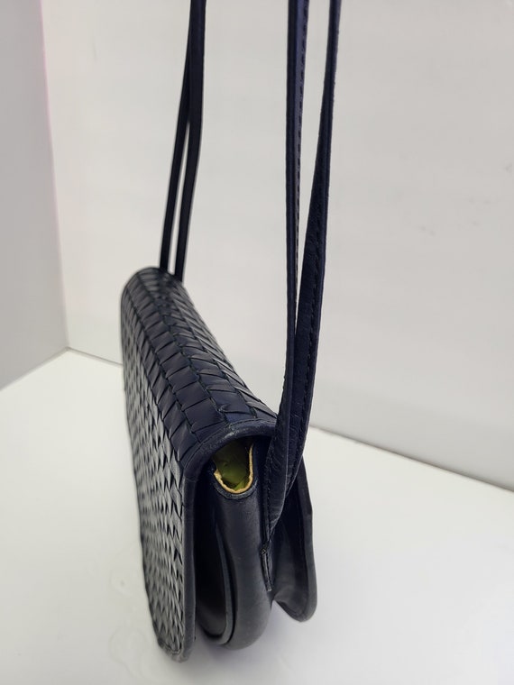 1980s Unisa Dark Blue Leather Shoulder Bag - image 3