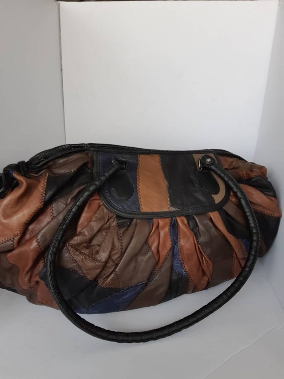 Large 70s Patchwork Leather Tote