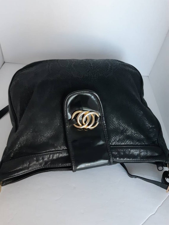 1970s Black Leather Shoulder Bag - image 6