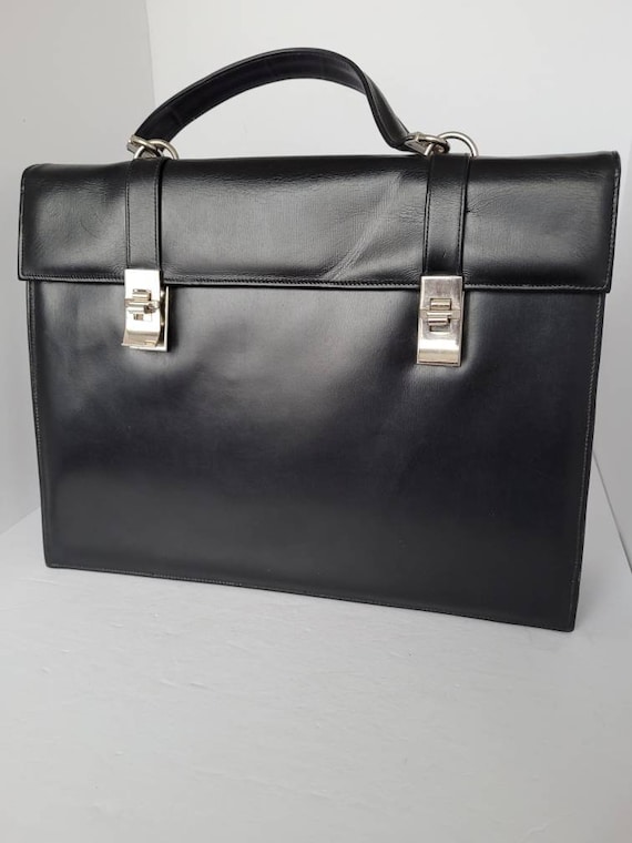 1950s Micheline Black Leather Top Handle Satchel