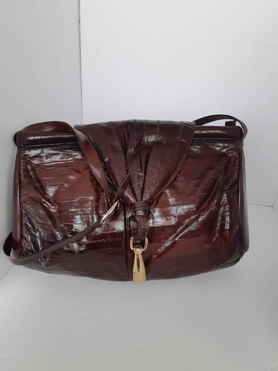 1980s Genuine Eel Skin Shoulder Bag