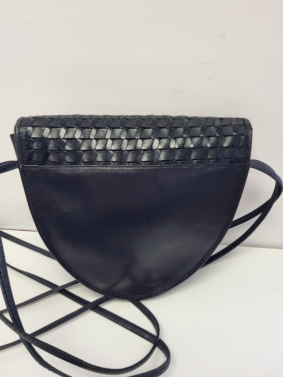 1980s Unisa Dark Blue Leather Shoulder Bag - image 2