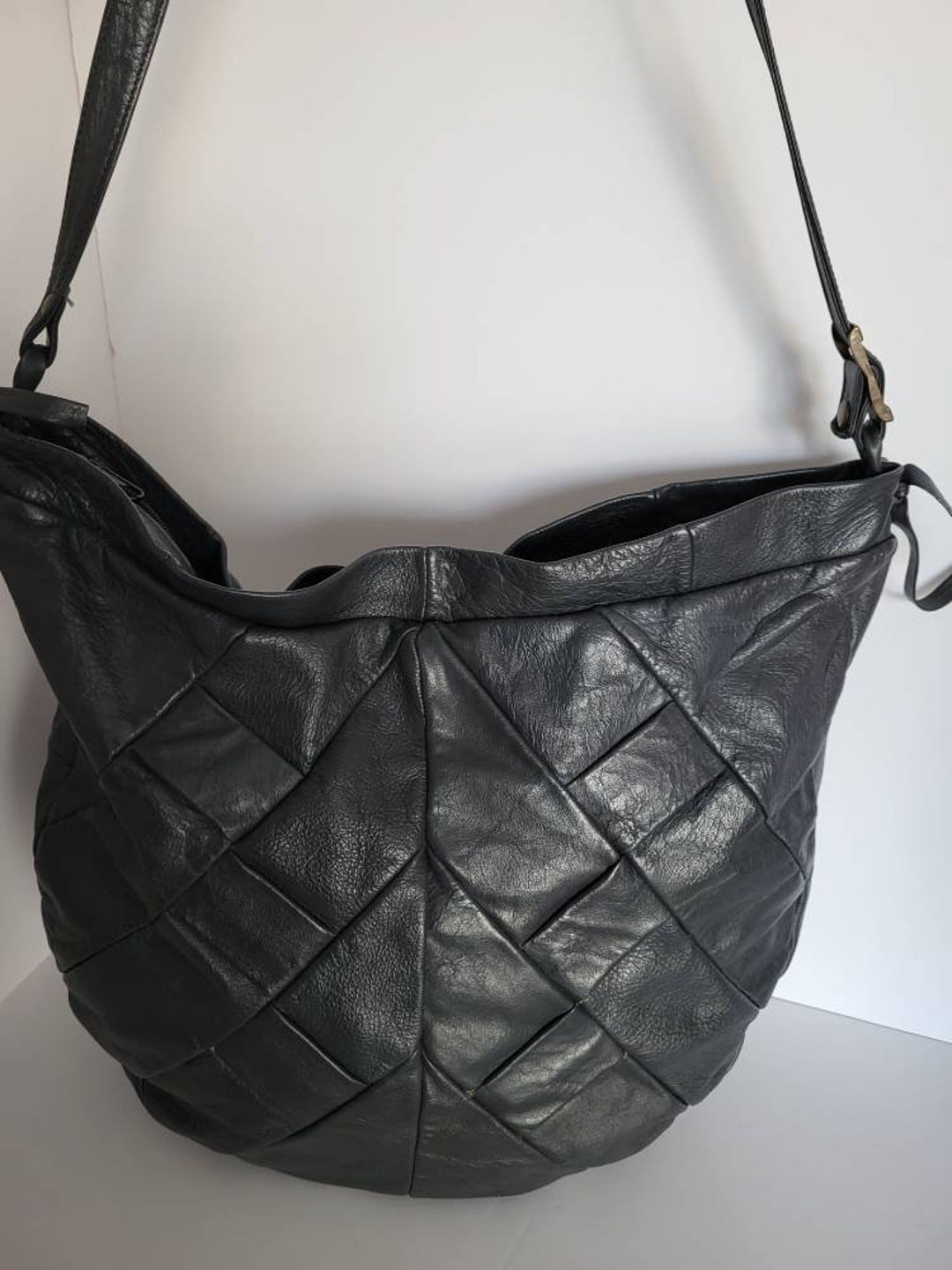 1970s Dark Grey Leather Hobo Style Bag - Etsy