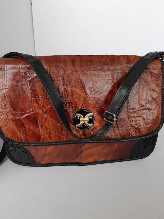 1980s Brown Patchwork Leather Bag