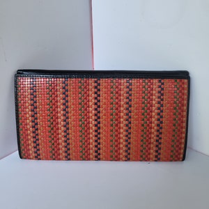 Portefeuille vintage en cuir multicolore