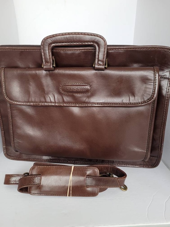 1990s Brown Leather Shoulder/Top Handle Business b