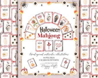 Halloween Mahjong Tiles clipart - Halloween Mahjong PNG - Spooky Mahjong - Mahjong Clipart - Mahjong Tiles - Mahjong patterns U00279
