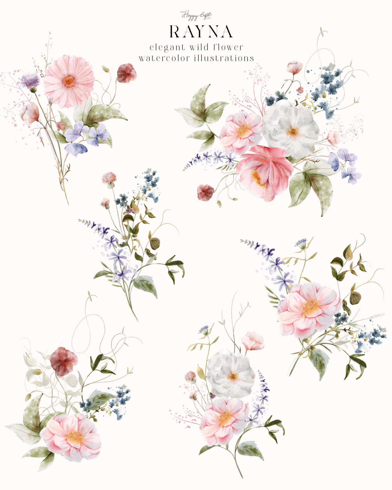 Wild Floral Watercolor Clipart - Watercolor Flowers - Spring Flower ...