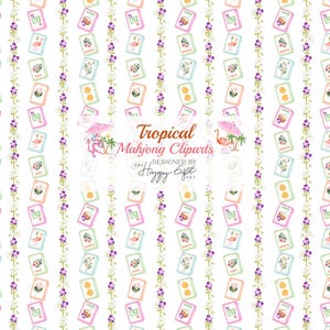 Tropical Mahjong Cliparts - Palm Spring Mahjong Clipart - Summer Mahjong Party - American Mahjong Tiles Digital download image 12