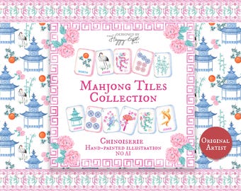 American Mahjong Tiles Clipart – Chinoiserie Hand-Painted Clipart (Digital Download)