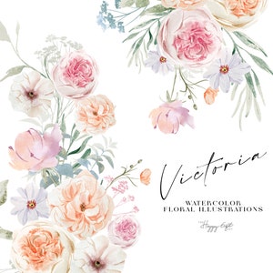 Clipart floral aquarela - clipart floral selvagem - clipart aquarela - clipart pré-fabricado - clipart de casamento - borda floral U00190