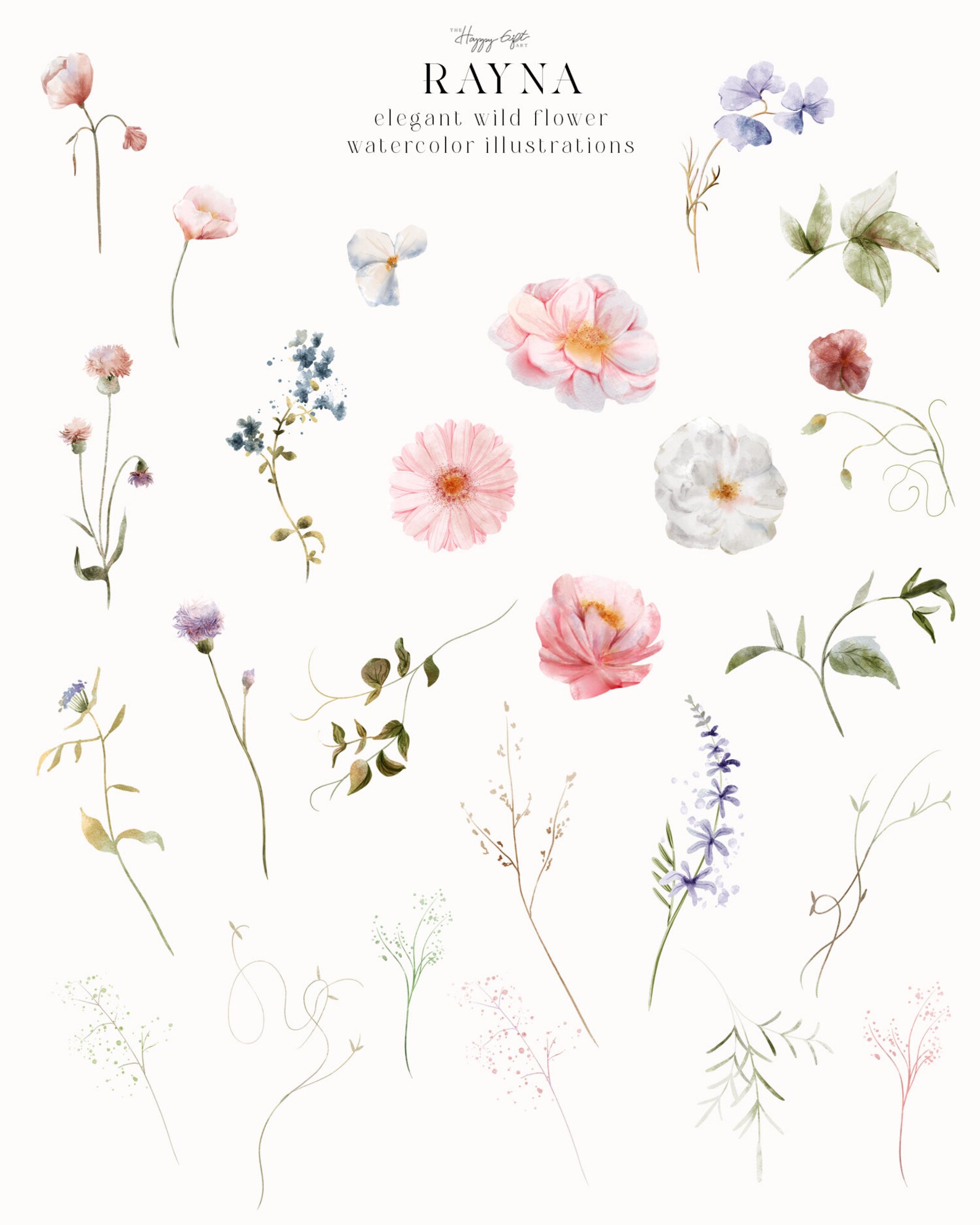 Wild Floral Watercolor Clipart - Watercolor Flowers - Spring Flower ...