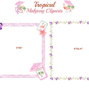 Tropical Mahjong Cliparts - Palm Spring Mahjong Clipart - Summer Mahjong Party - American Mahjong Tiles Digital download image 4