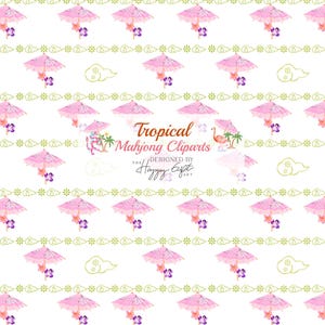 Tropical Mahjong Cliparts - Palm Spring Mahjong Clipart - Summer Mahjong Party - American Mahjong Tiles Digital download image 13