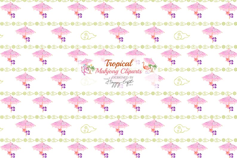Tropical Mahjong Cliparts - Palm Spring Mahjong Clipart - Summer Mahjong Party - American Mahjong Tiles Digital download image 13