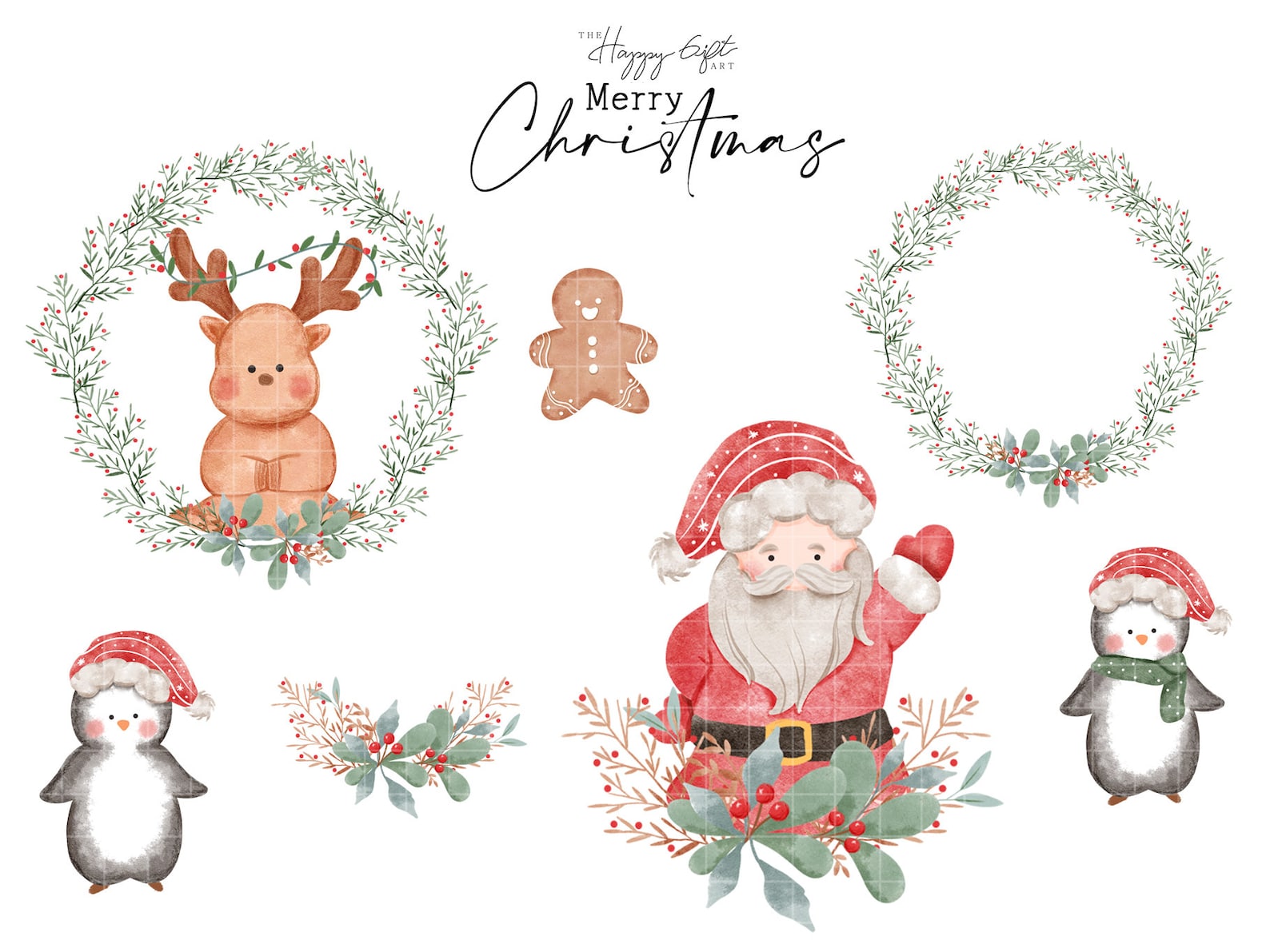 Christmas Watercolor Clipart Santa Claus Clipart Christmas - Etsy