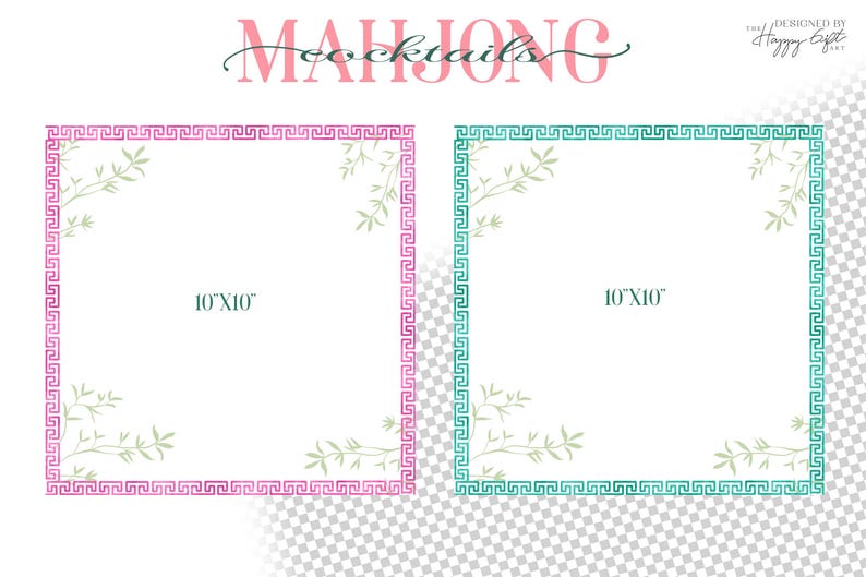 Watercolor Mahjong clipart - Mahjong cocktails clipart - Mahjong cocktail napkin design PNG digital download - Mahjong tiles Cheers bird bam image 7