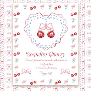 Kokette Kirsche Aquarell Clip art DIY Aquarell Clip Art Babyparty Clipart Digitale Papiere Valentinstag Cliparts Geburtstag Clipart U00247