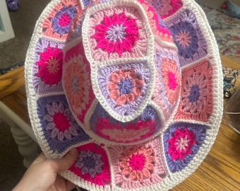 PATTERN ONLY- Crochet cowboy hat, granny square cowboy hat