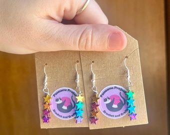 Mismatched Star earrings, Rainbow star earrings, Star dangle earrings, Nickel free earrings, Teacher earrings, Subtle Pride earrings