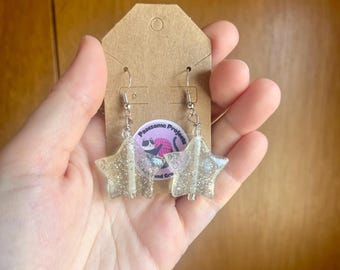 Sparkle Star earrings, Acrylic earrings, Star dangle earrings, Nickel free earrings, Teacher earrings, Space earrings