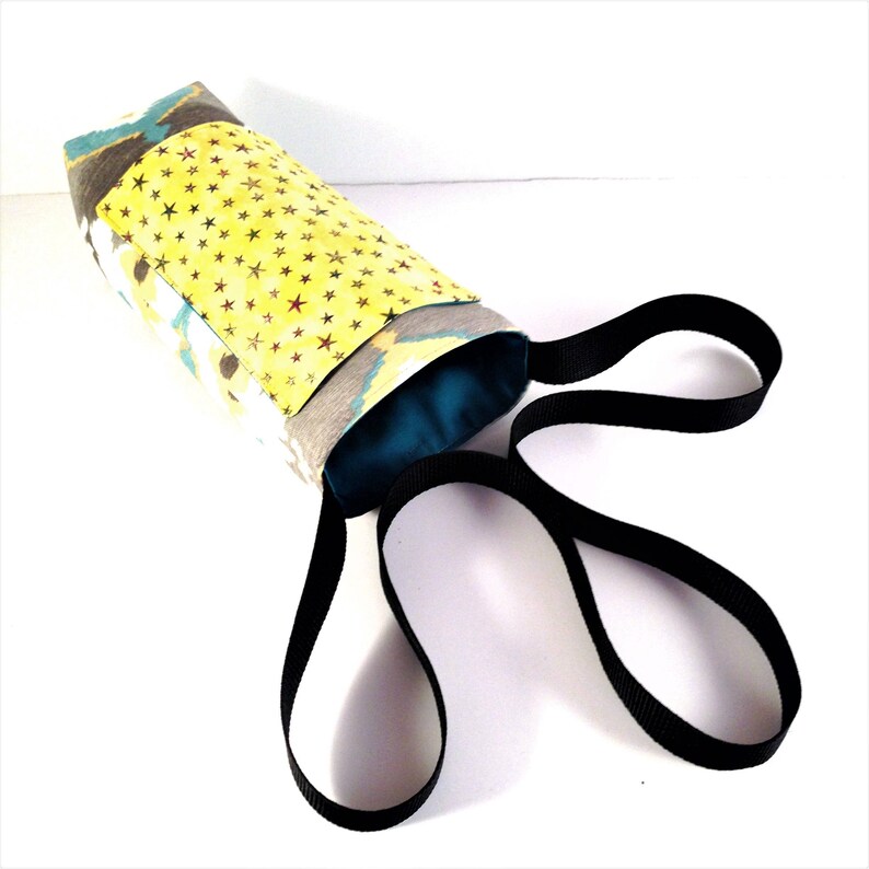 Fabric water bottle holder over shoulder cell phone pocket Etsy