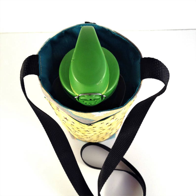 Fabric Water Bottle Holder Over Shoulder Cell Phone Pocket Etsy