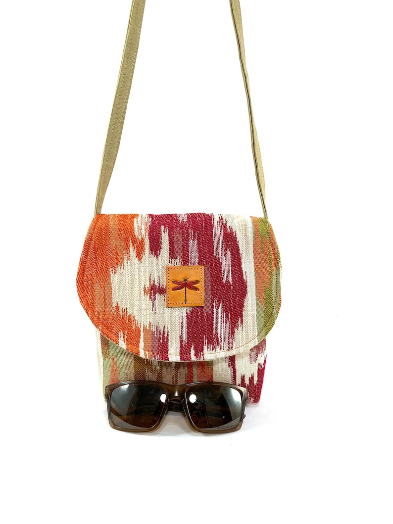 Minimalist Travel small Unique essentials purse Cross body fabric One of a kind gift Sling pouch Dragonfly Mini Bag Fabric small tote