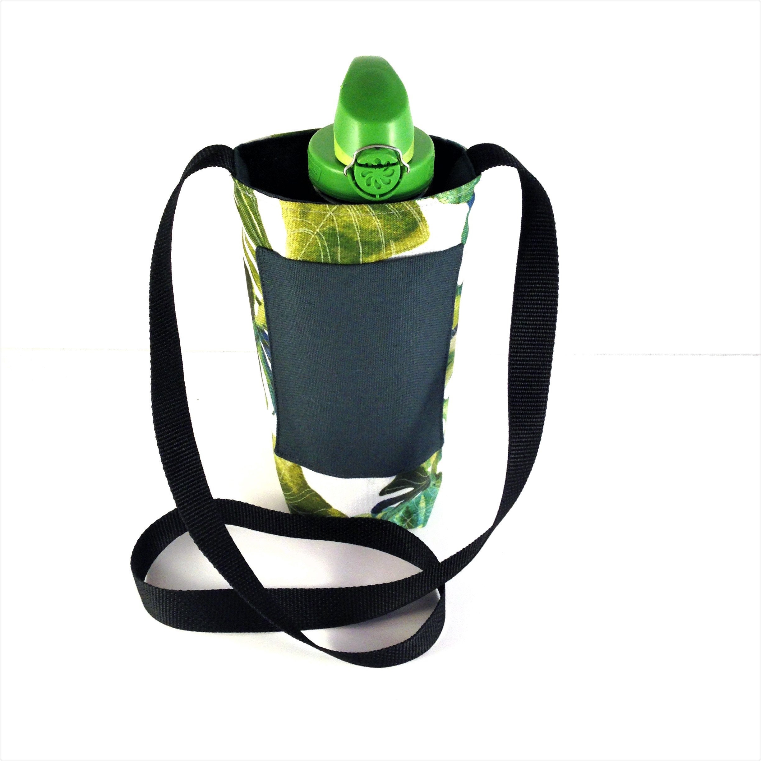 Crossbody water bottle carrier cell phone pocket botanical Etsy