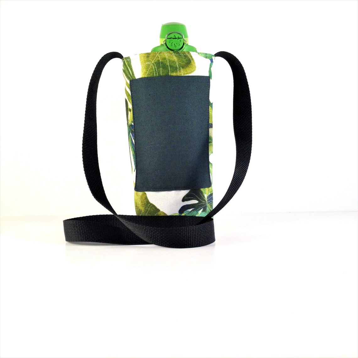 Crossbody water bottle carrier cell phone pocket botanical Etsy