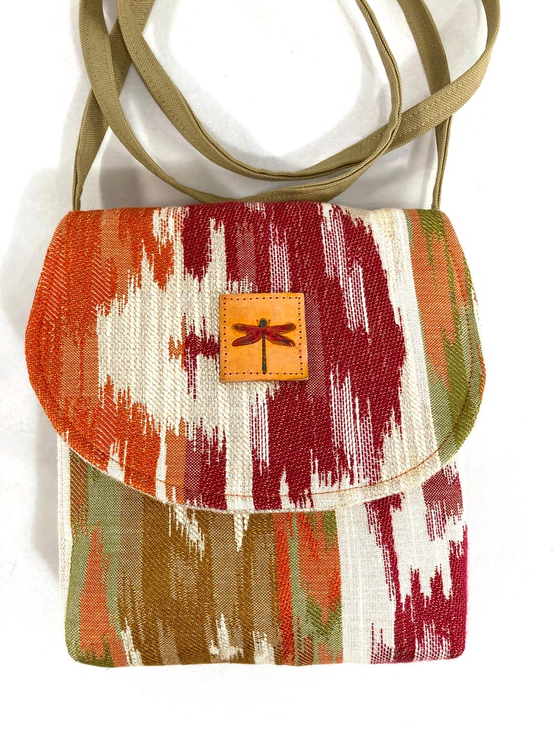 Minimalist Travel small Unique essentials purse Cross body fabric One of a kind gift Sling pouch Dragonfly Mini Bag Fabric small tote