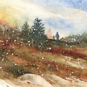 No 7, Carte de vœux, aquarelle, watercolor