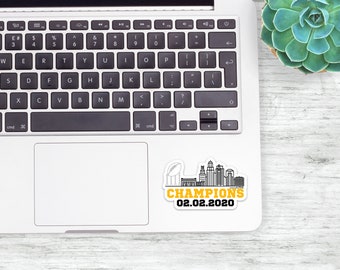 Kansas City Skyline Sticker City of Champions Sticker KC Proud Weatherproof Tumbler Decal Laptop Decal Kansas City Gift Kc Skyline Arrowhead