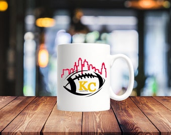 Kansas City | KC mug | KC | Kansas City Gifts | Arrowhead KC| Kc Football |Kc Coffee Mug | Kc Skyline Football | Gift for Sunday Gameday