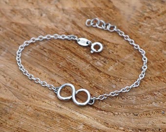 Bracelet symbole Infinity, argent sterling fait à la main, cadeau de mariée demoiselle d’honneur - Bracelet moderne eternal twisted simple