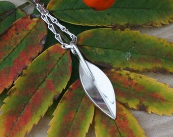 Collar de hojas hecho a mano plata de ley, hojas, joyas del bosque, joyas de otoño, collar de árboles, joyas de hojas, joyas de la naturaleza, moderno, simple